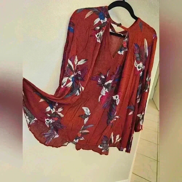 Free People Womens Size S Electric Orchid Print Swing Tunic Dress Boho Flowers - Picture 8 of 14